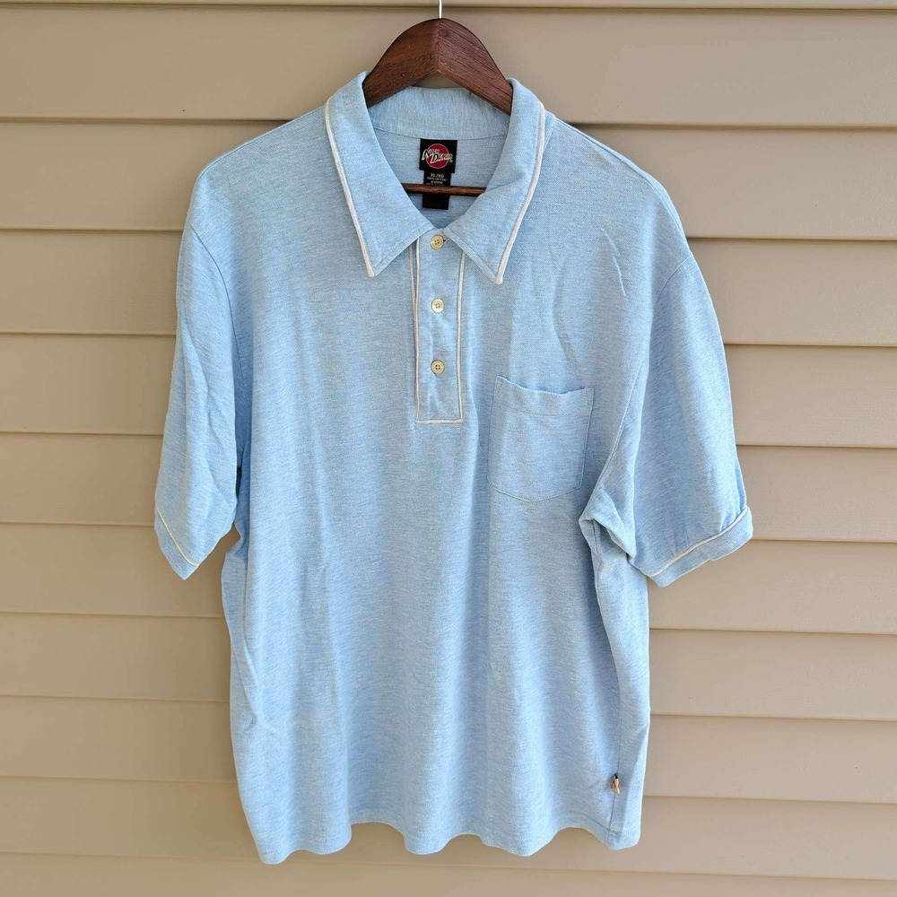 Nick Danger Polo Shirt Mens XL Light Blue Short Sleeve Contrast Trim Cotton